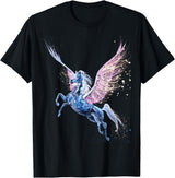 T and T Trendy Designs Pegasus Flying Horse T-Shirt - Black