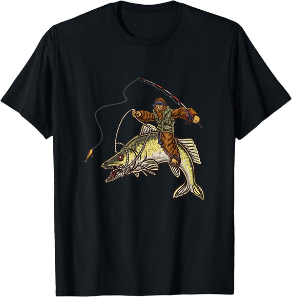 Northern Outdoor Walleye Collection Walleye Fishing Sauger Hunting Bigfoot Fishermen T-Shirt - Black