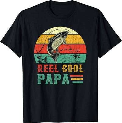 Reel Cool Papa Retro Sunset Fish T-Shirt