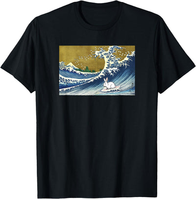 Great Wave Ukiyo-e Art Surfing Rabbit Hoodie