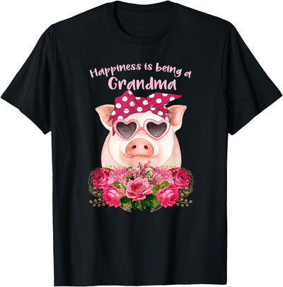 Happiness Is Being A Grandma Cute Pig Gift For Grandma T-Shirt