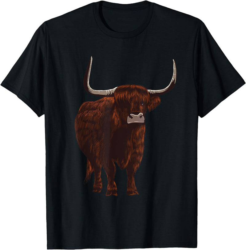 Best Highland Cow Gifts Farm Animal Lover Herders Funny Scottish Highland Cow Design For Men Women Hairy Cow T-Shirt - Black