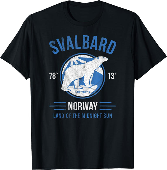 Svalbard T-Shirt Co. Svalbard Polar Bear T Shirt | Norway Northern Lights T-Shirt T-Shirt - Black