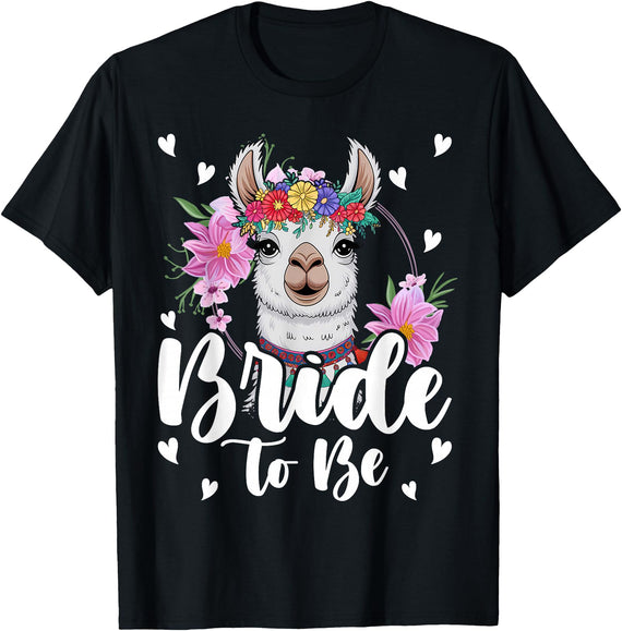 Llama Lover Gift Co. Llama Bride to Be Wedding Bridal Shower Alpaca T-Shirt - Black