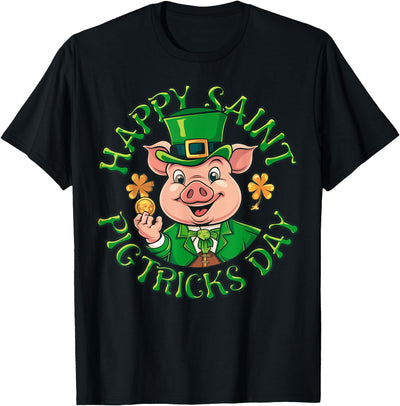 Happy Saint Pigtricks Day St Patricks Pig Leprechaun Funny T-Shirt