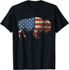 Bison American Buffalo Gifts & Apparel Stuff Bison USA American Flag Patriotic United States T-Shirt - Black