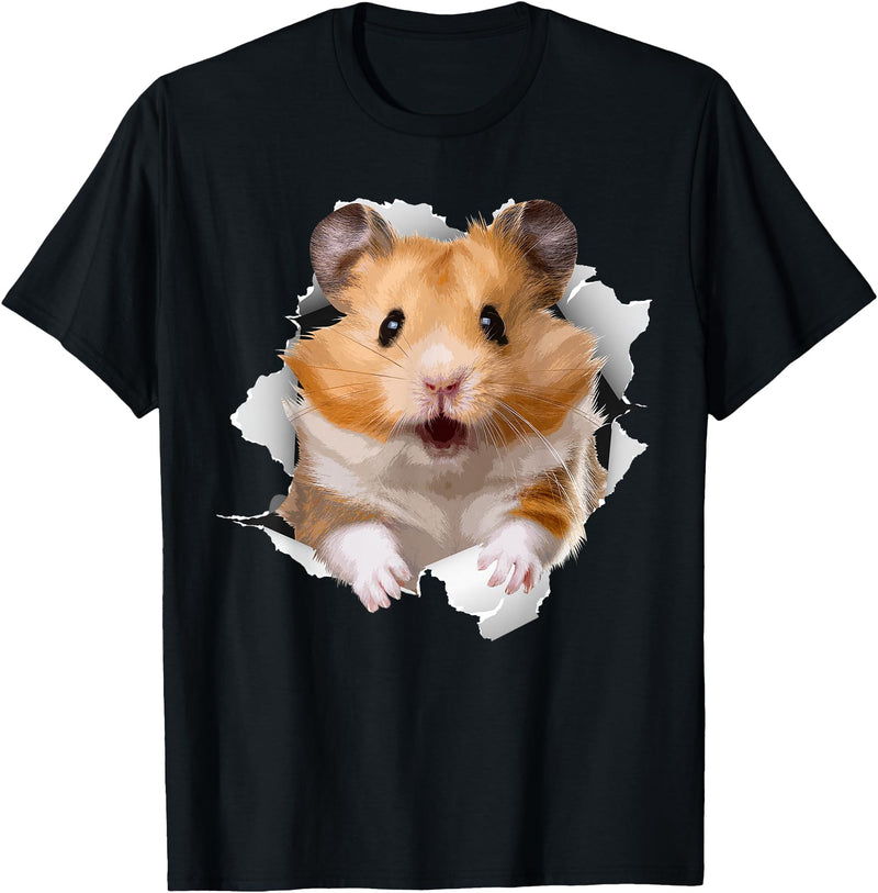 Cute Hamster Design for Men Women Kids Animal Hamster Lovers T-Shirt - Black
