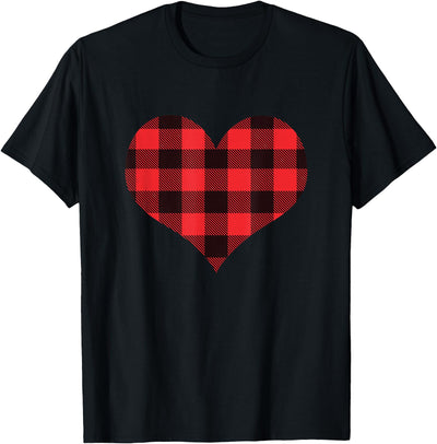 Cow Red Buffalo Plaid Heart Valentines T-Shirt