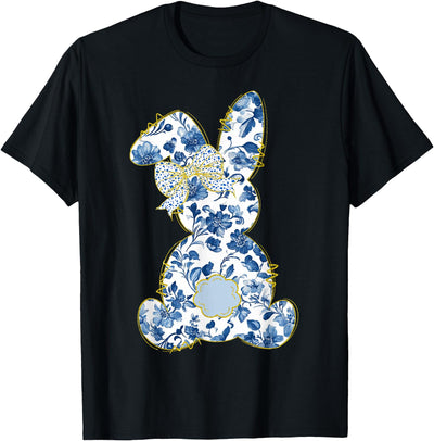 Blue and White Floral Toile Bunny Tee