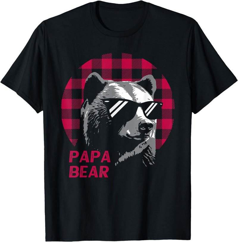 Papa & Mama Bear Outfit Papa Bear Pajama Red Buffalo Plaid T-Shirt - As Pictured
