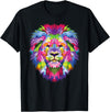Color Critters Cute Rainbow Lion Head Vibrant Jungle Lion Celebration T-Shirt - Black