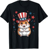 Patriotic Hamster Animals Lovers Independence 4th of July T-Shirt - Black