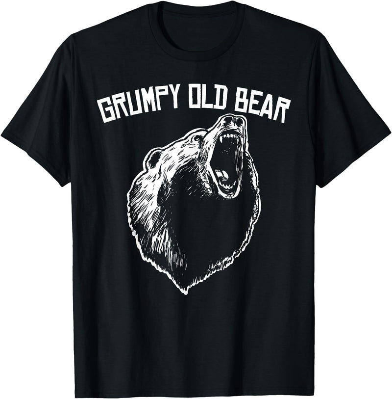 Miftees Grumpy Old Man Club Grumpy Old Bear T-Shirt - Black