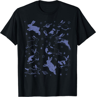Rabbit Silhouettes Leaping Among Stars T-Shirt
