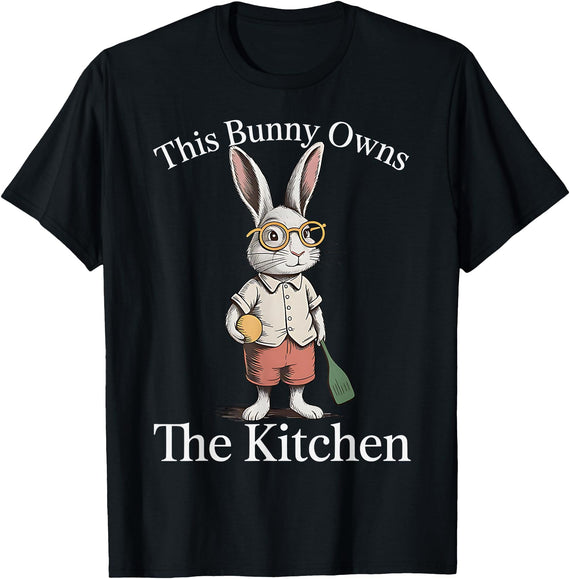 Bunny Pickleball Player Easter This Bunny Owns the Kitchen T-Shirt in Black