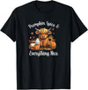 Boho Cowgirl Fall Y'all Gifts T Shirts & Hoodies Womens Pumpkin Spice & Everything Nice Highland Cow Lover T-Shirt - Black