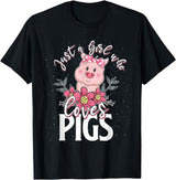 Animal Tees & Gift Idea Just A Girl Who Loves Pig T-Shirt - Black