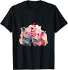 Unique Pig Lover Decor & Apparel Gifts Shop Two Loving Pigs In Love Heart Valentine's Day Pig T-Shirt - Black