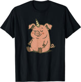 Funny Pig Outfit Unicorn Pig Costume for Funny Pigs and Unicorns Lovers T-Shirt - Black