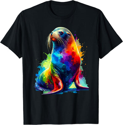 Colorful Splash Art Sea Lion Sea Lions T-Shirt