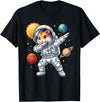 Hamster Astronaut Dabbing Funny Space Animal for Kids T-Shirt - Black