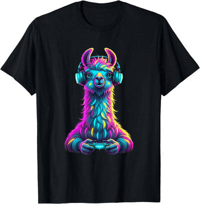Llama Gamer Lovers Animal Men Women Kids Llama Gaming Animal Video Games Funny Llama T-Shirt