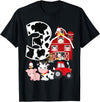 3 Birthday Farm 3 Years Old 3rd Bday Party Supply Farm Barnyard Theme Pig Cow Horse 3rd Birthday 3 Yrs Old T-Shirt - Black