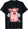 Piggy Squad Co Pig Unicorn Piggycorn Lover Funny Girls Women Farm Rainbow T-Shirt - Black