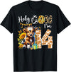 Cute Cow Farm Themed Birthday Girls Family Party Holy Cow I’m 14 Years Old Dairy Cow Sunflowers 14th Birthday T-Shirt - Black