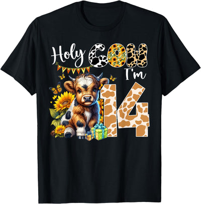 Cute Cow Farm Themed Birthday Girls Family Party Holy Cow T-Shirt