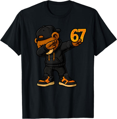 Dabbing Teddy Bear 67 Meme Funny Brainrot Hip Hop Kids Boys T-Shirt