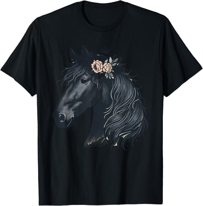 Friesian Horse Friesian Breed Lover Majestic Friesian Horse Lover Majestic Friesian Horse Riding T-Shirt