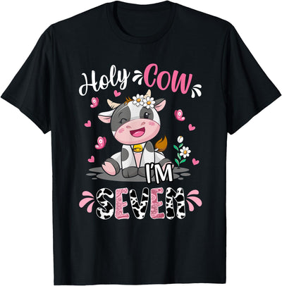 Cow Themed Birthday Party Supplies for Girl 7th Holy Cow I'm T-Shirt