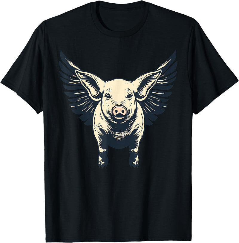 Flying Pig With Wings Design Flying Pig With Wings Fly Pig Lovers T-Shirt - Black