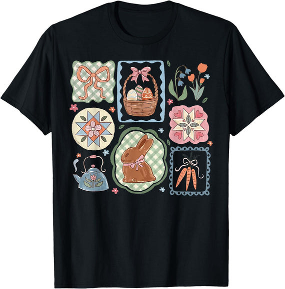 Cute Easter Rabbit Lover Bunny Graphic T-Shirt in Black