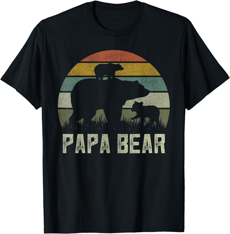 Bear Cubs Family Matching Gifts & Shirts Clothing Funny Papa Bear Shirts, Cub 2 Kids Fathers Day Grandpa T-Shirt - Black