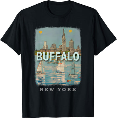 Cow Buffalo New York Waterfront Wonder Ny Sd846 T-Shirt