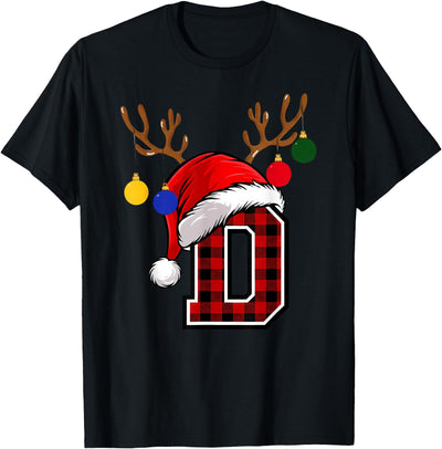 Cow Name Initial Buffalo Plaid Alphabet Monogram T-Shirt
