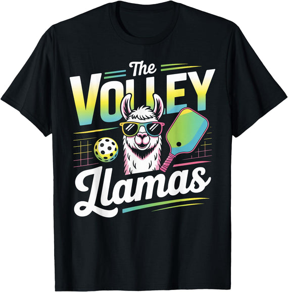 CharlIan Minds - LlamaLovers The Volley Llamas Pickleball Funny Llama T-Shirt - Black