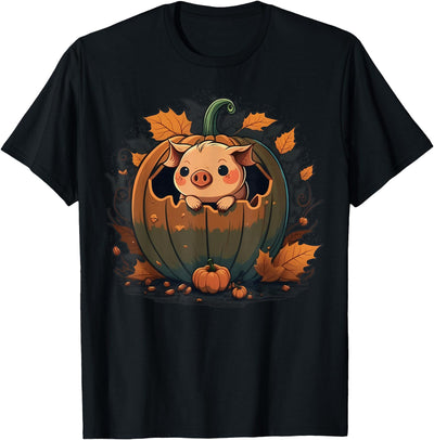 Pumpkin Pig Costume on Pig Halloween T-Shirt