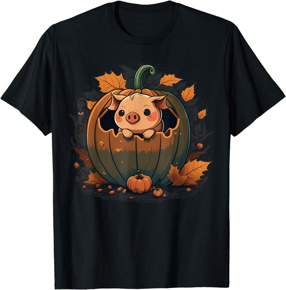 Pig lover on Pig kids, women, men apparel Pumpkin Pig Costume on Pig Halloween T-Shirt - As Pictured
