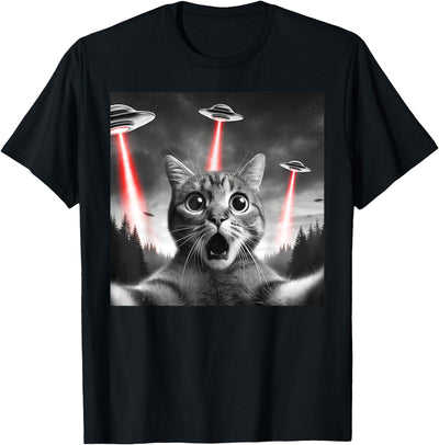 Cat Alien Ufo Selfie Alien Cat Selfie with UFO T-Shirt