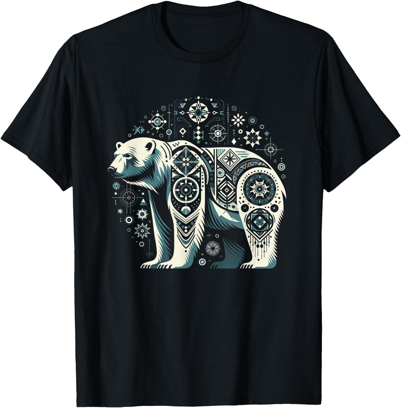 Synthwaive Tribal Polar Bear | Men Women (XS - 6XL+) | Graphic T-Shirt - Black