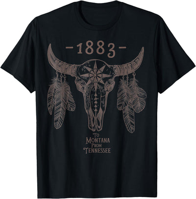 Boho Cow Skull 1883 T-Shirt