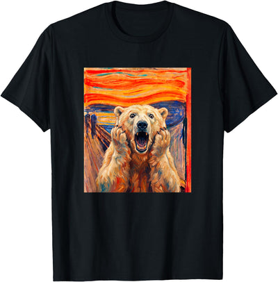 The Scream Art Funny Polar Bear Meme T-Shirt