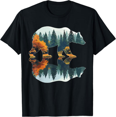 Trees Wildlife Reflection Nature Bear Outdoor Forest T-Shirt