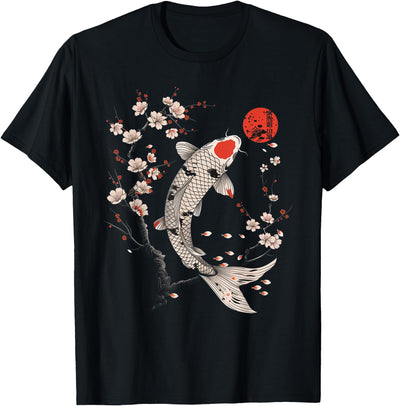 Japanese Koi Fish Lotus Flowers Vintage Art Japan T-Shirt