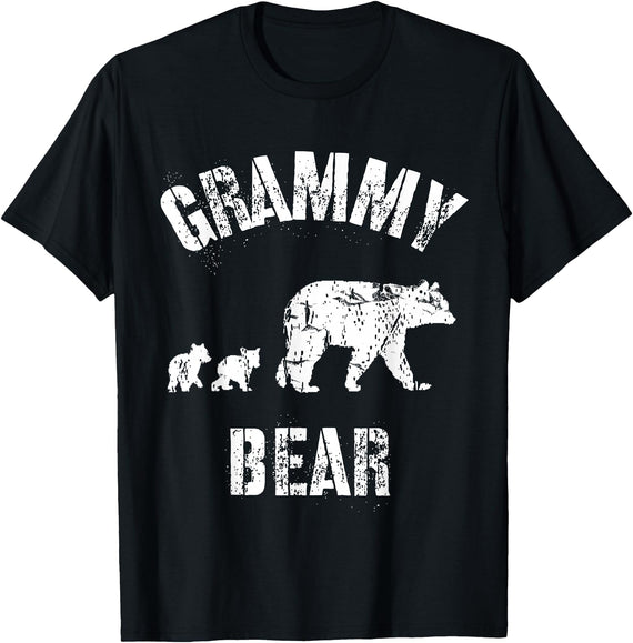 All in the Bear Family Vintage Grammy Bear Grandma With Two 2 Cubs T-Shirt - Black
