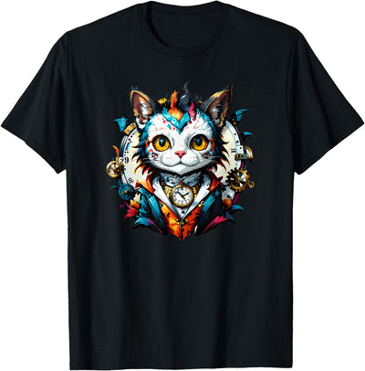 SnacktimePro Chrono Cat - Steampunk Clockwork Time Traveling Feline Kitty T-Shirt