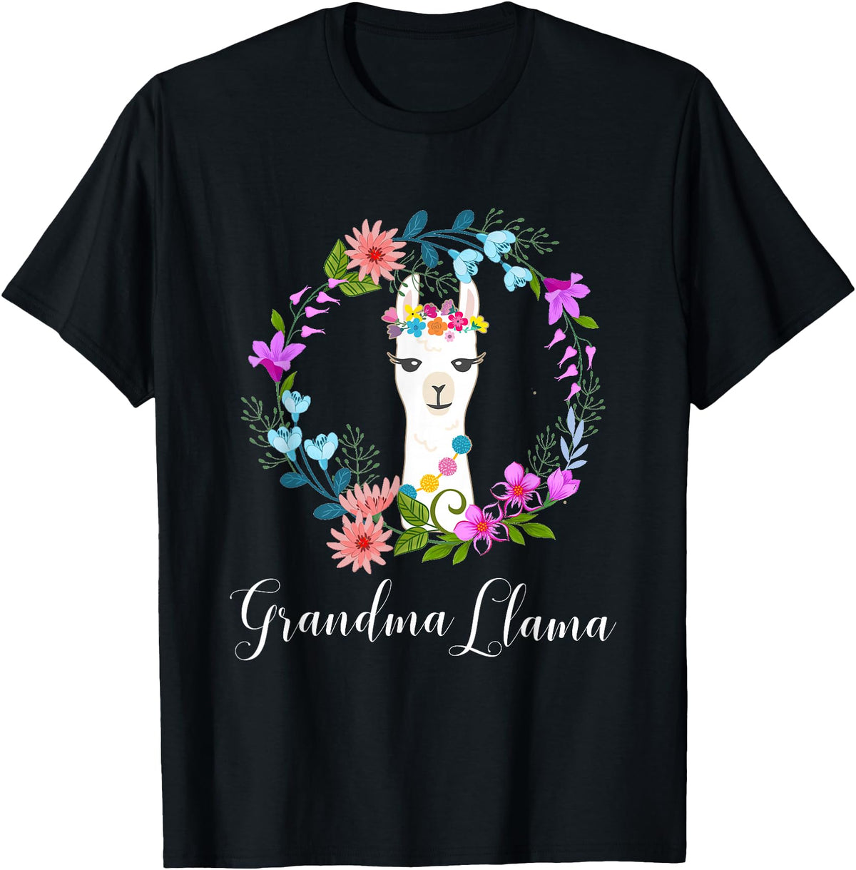 ALPACA FANS, LAMA LOVERS DESIGNS Cute Grandma Llama for Alpaca Fans T-Shirt - Black